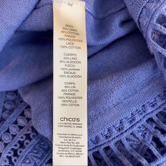 Chico’s blue linen crochet lace accents cardigan sweater - Picture 8 of 10